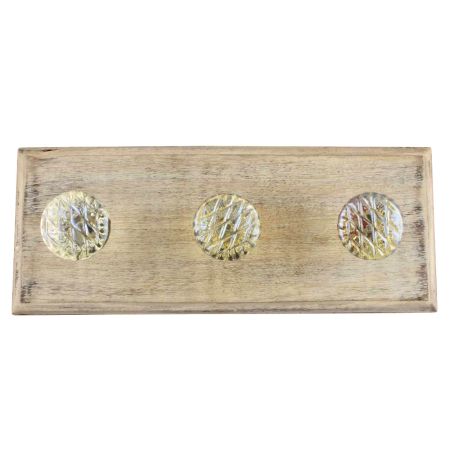 Golden Hue Glass Cut Oval Shape Wooden Hooks